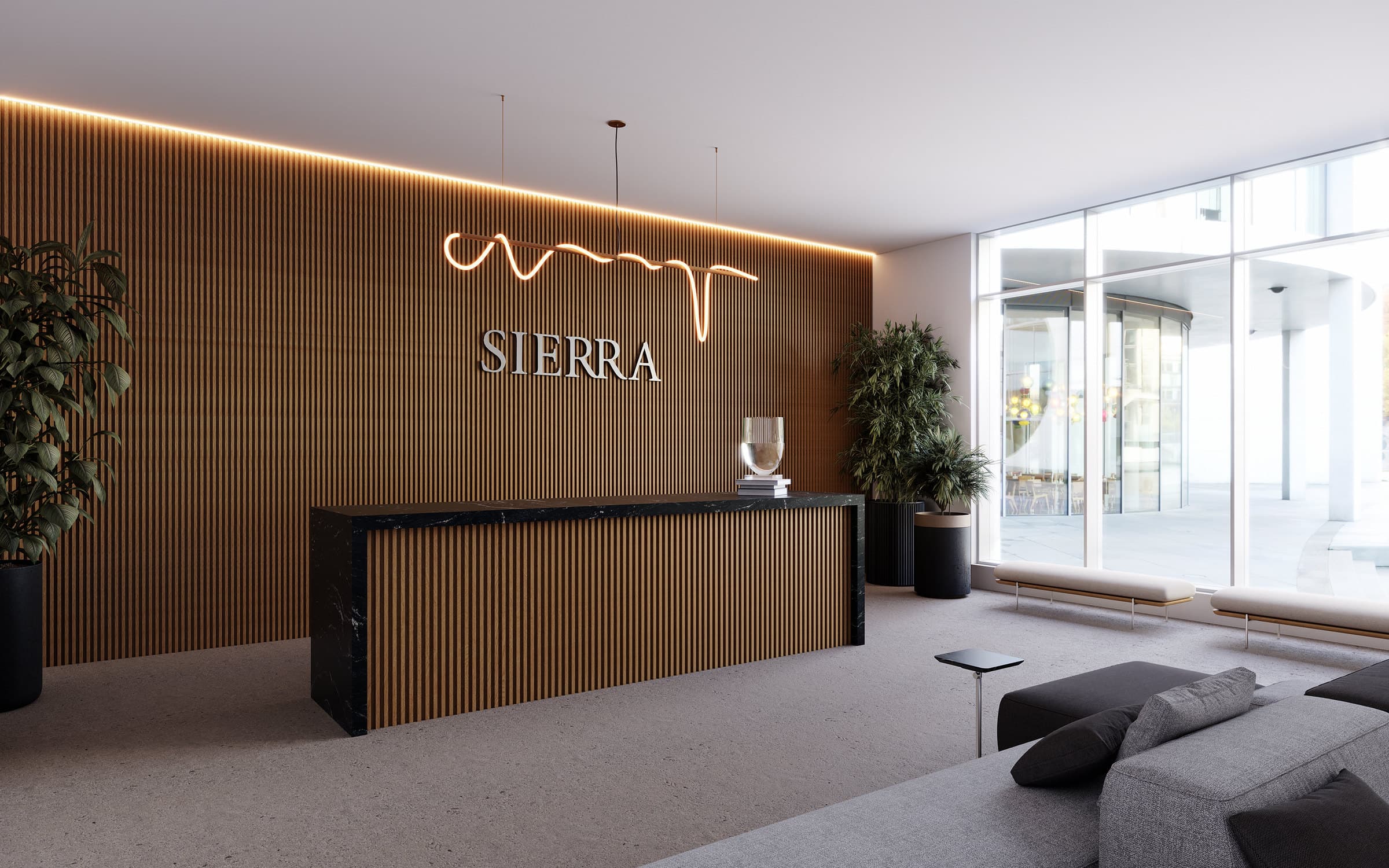 Recepción del showroom de Sierra